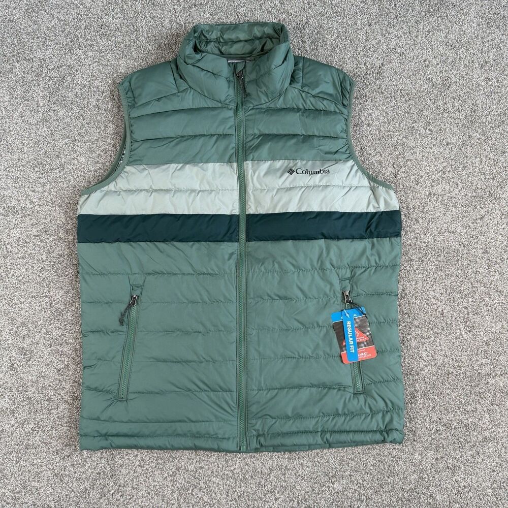 Columbia White Out 1.0 FS Puffer Vest Mens Omni-Heat Green Size Medium NEW